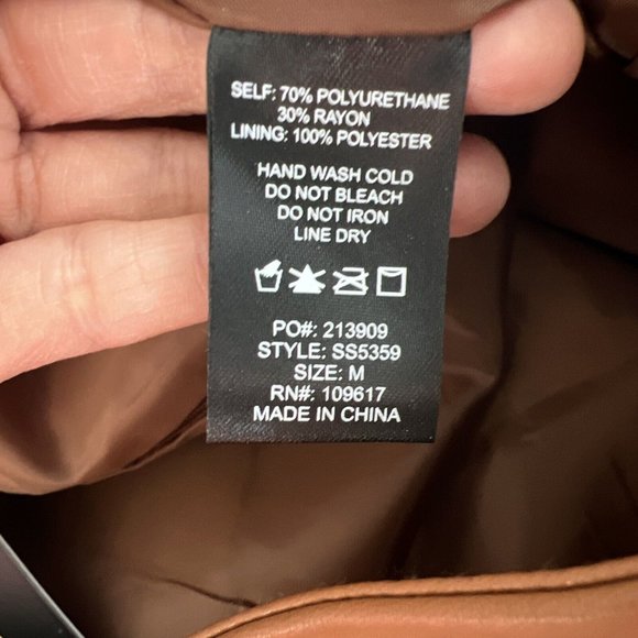 Shine Star Women  Vegan Leather Mini Front Slit Skirt Brown Tan Size Medium - Picture 10 of 14